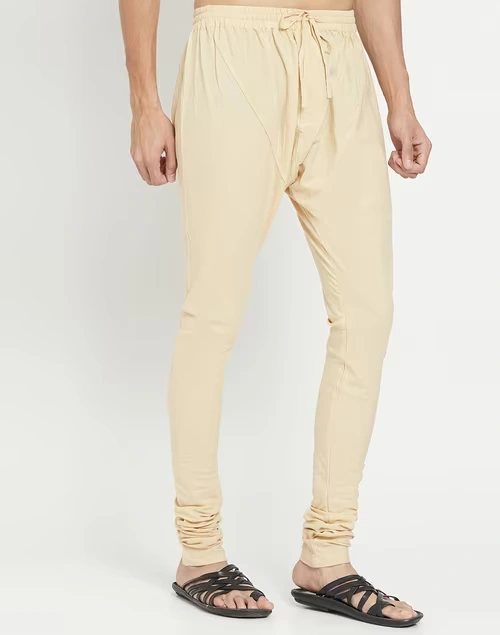 Beige Cotton Satna Churidar With Zip Fly Back Pocket 4 Beige Cotton Satna Churidar With Zip Fly Back Pocket