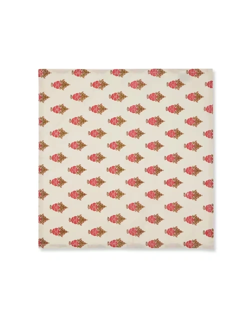 Red Cotton Printed Pushp Napkin