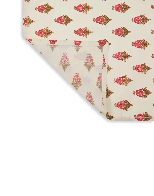 Red Cotton Printed Pushp Napkin