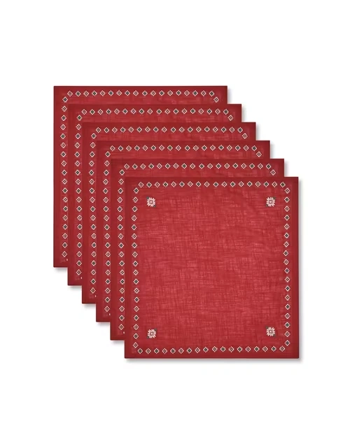 Red Cotton Embroidered Ahava Napkin