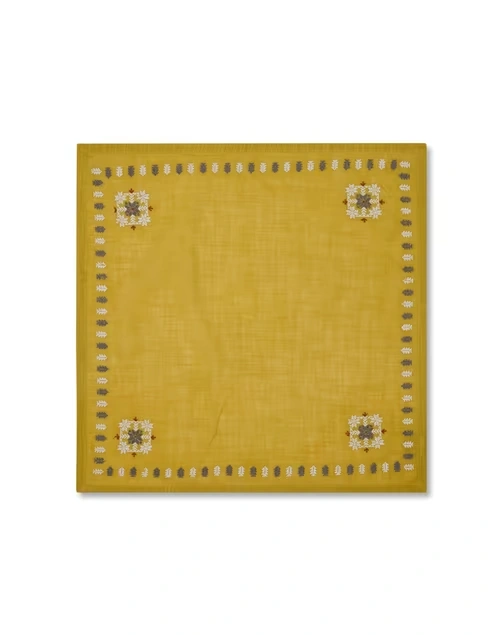 Yellow Cotton Embroidered Ahava Napkin
