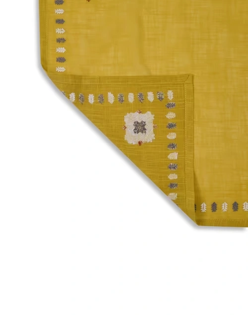 Yellow Cotton Embroidered Ahava Napkin