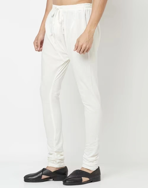 Off White Cotton Satna Churidar With Zip Fly Back Pocket 3 Off White Cotton Satna Churidar With Zip Fly Back Pocket