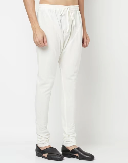 Off White Cotton Satna Churidar With Zip Fly Back Pocket 4 Off White Cotton Satna Churidar With Zip Fly Back Pocket