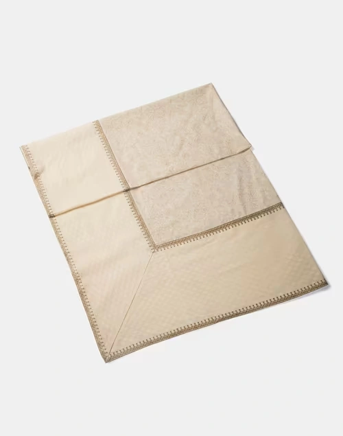 Off White Cotton Blend Printed Onam Table Cover- 4 Seater