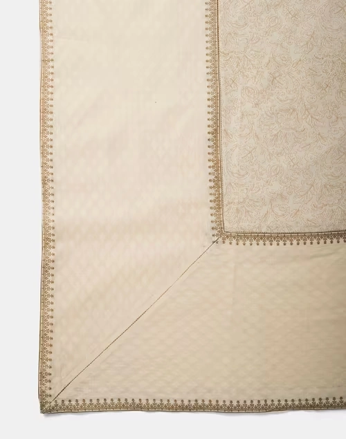 Off White Cotton Blend Printed Onam Table Cover- 4 Seater 3 Off White Cotton Blend Printed Onam Table Cover- 4 Seater