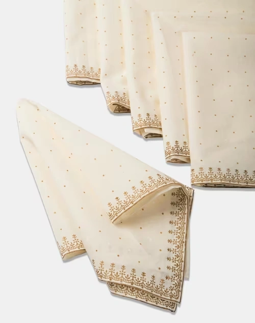 Off White Cotton Printed Onam Napkin 4 Off White Cotton Printed Onam Napkin