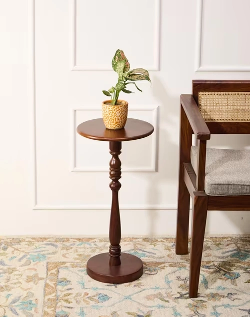 Brown Wooden Mellow Pedestral Table