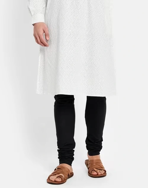 Black Cotton Satna Churidar With Zip Fly Back Pocket