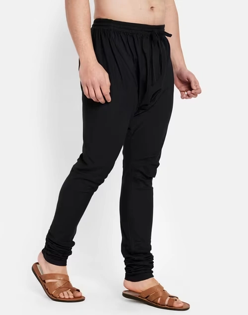 Black Cotton Satna Churidar With Zip Fly Back Pocket 3 Black Cotton Satna Churidar With Zip Fly Back Pocket