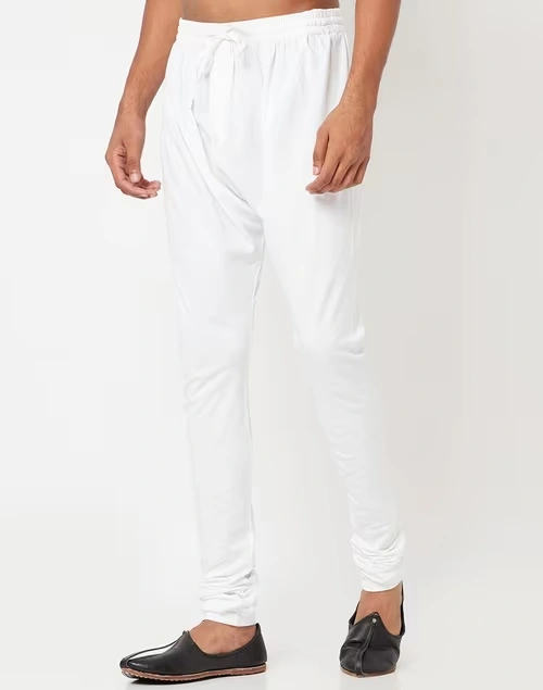 White Cotton Satna Churidar With Zip Fly Back Pocket 3 White Cotton Satna Churidar With Zip Fly Back Pocket