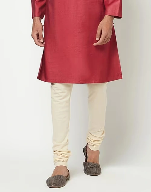 Beige Cotton Surbhi Churidar With Zip Fly Back Pocket