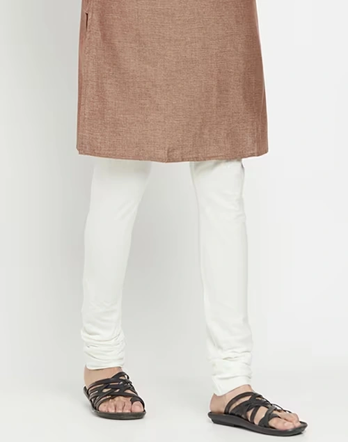 Off White Cotton Surbhi Churidar With Zip Fly Back Pocket