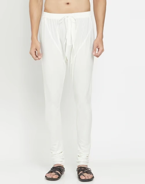 Off White Cotton Surbhi Churidar With Zip Fly Back Pocket