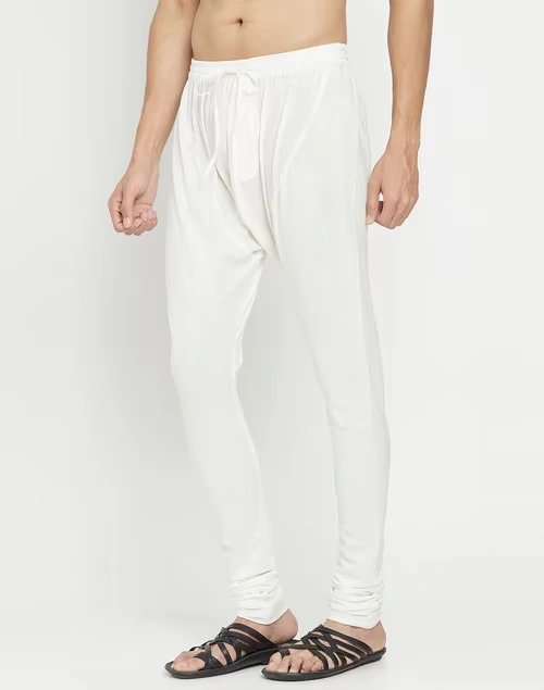 Off White Cotton Surbhi Churidar With Zip Fly Back Pocket