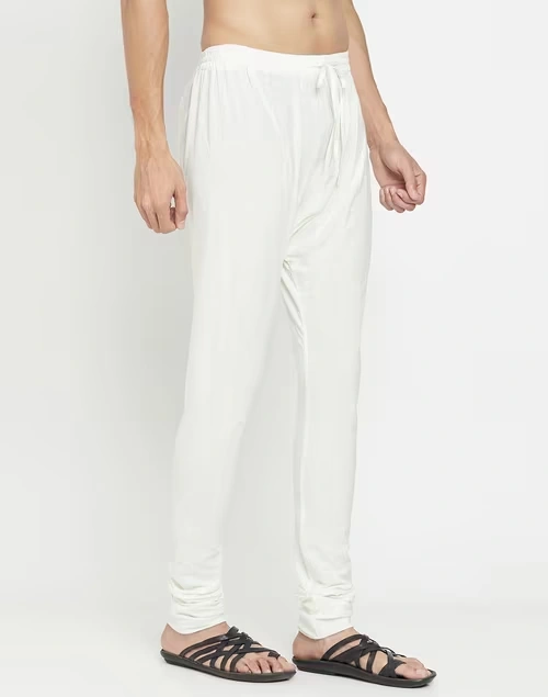 Off White Cotton Surbhi Churidar With Zip Fly Back Pocket