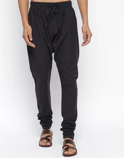 Black Cotton Surbhi Churidar With Zip Fly Back Pocket