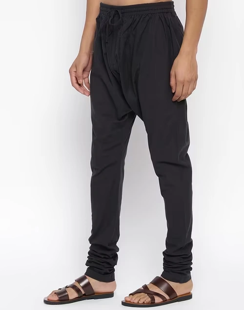 Black Cotton Surbhi Churidar With Zip Fly Back Pocket 3 Black Cotton Surbhi Churidar With Zip Fly Back Pocket