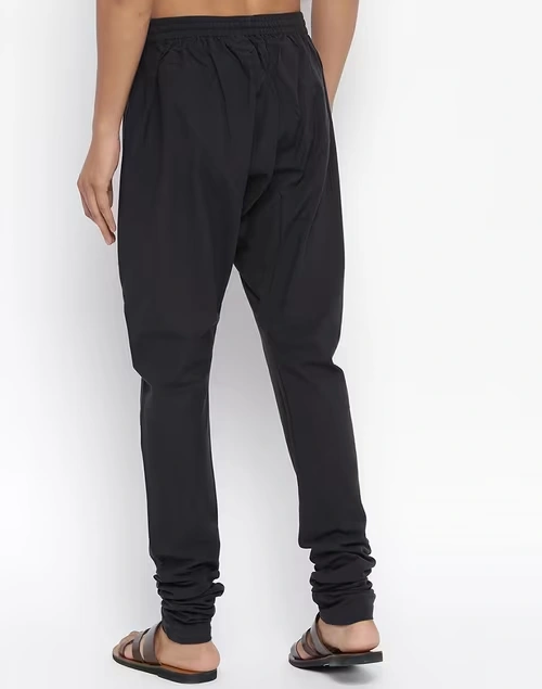 Black Cotton Surbhi Churidar With Zip Fly Back Pocket 4 Black Cotton Surbhi Churidar With Zip Fly Back Pocket