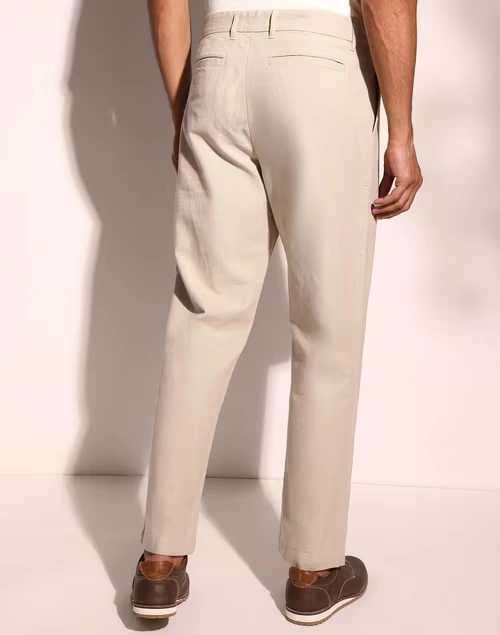 Beige Cotton 808 Straight Leg Pants