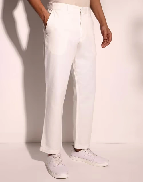 White Cotton 808 Straight Leg Pants