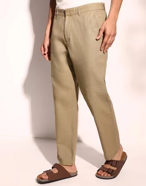 Beige Cotton 808 Straight Leg Pants