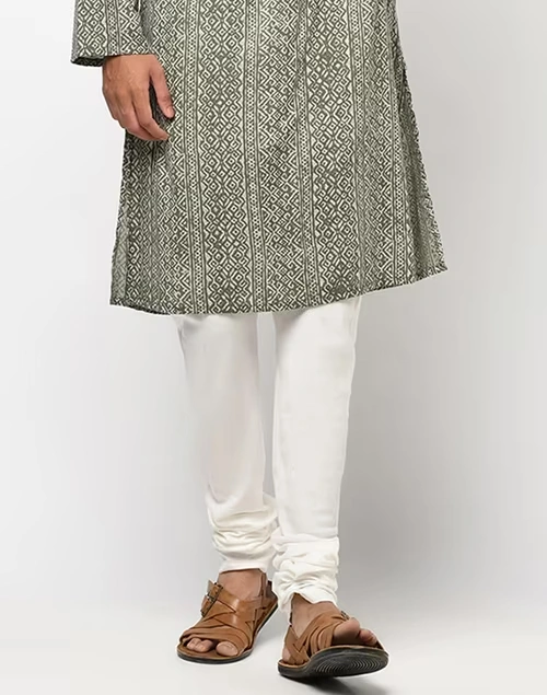 White Cotton Surbhi Churidar With Zip Fly Back Pocket