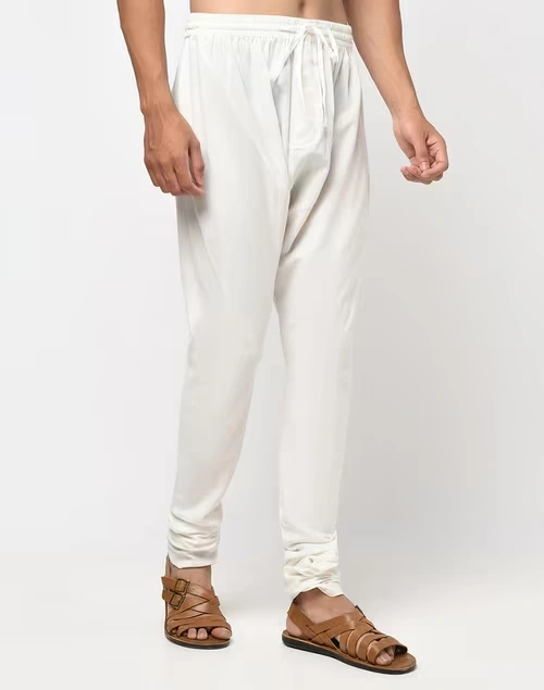 White Cotton Surbhi Churidar With Zip Fly Back Pocket 4 White Cotton Surbhi Churidar With Zip Fly Back Pocket