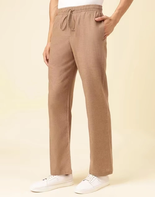 Brown Cotton Drawstring Pant