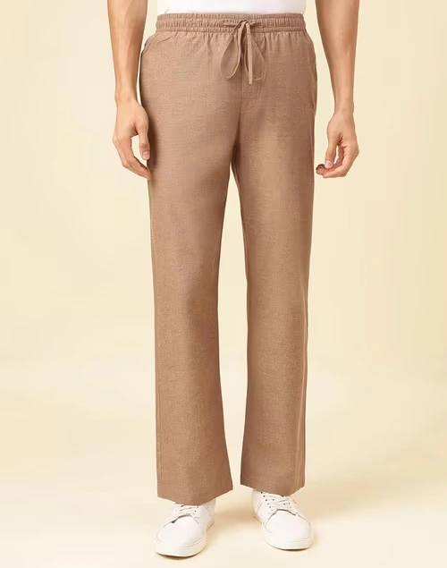 Brown Cotton Drawstring Pant