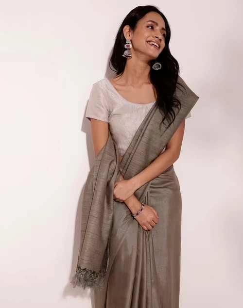 Silver Tissue Woven Stitched Blouse