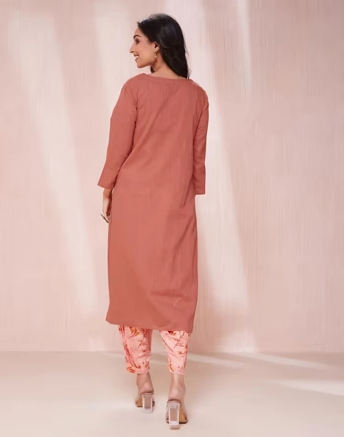 Avni Red Cotton Full Length Kurta & Salwar Set