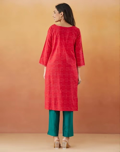 Avni Red Cotton Printed Kurta & Dupatta 3 Avni Red Cotton Printed Kurta & Dupatta