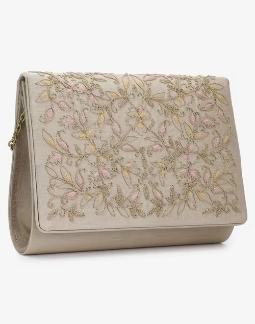 Beige Hand Embroidered Clutch 4 Beige Hand Embroidered Clutch
