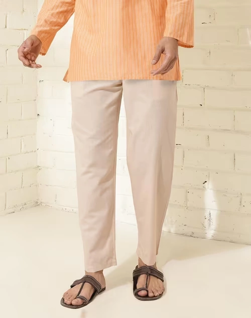 Beige Cotton Woven Pyjama 4 Beige Cotton Woven Pyjama