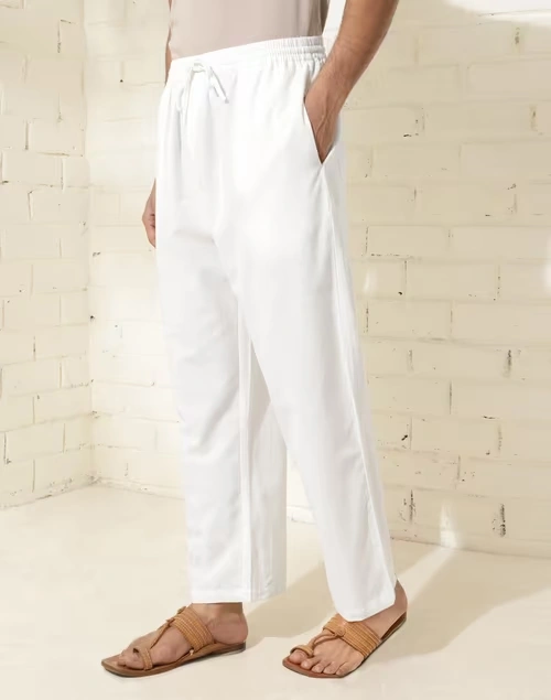 Offwhite Cotton Woven Pyjama