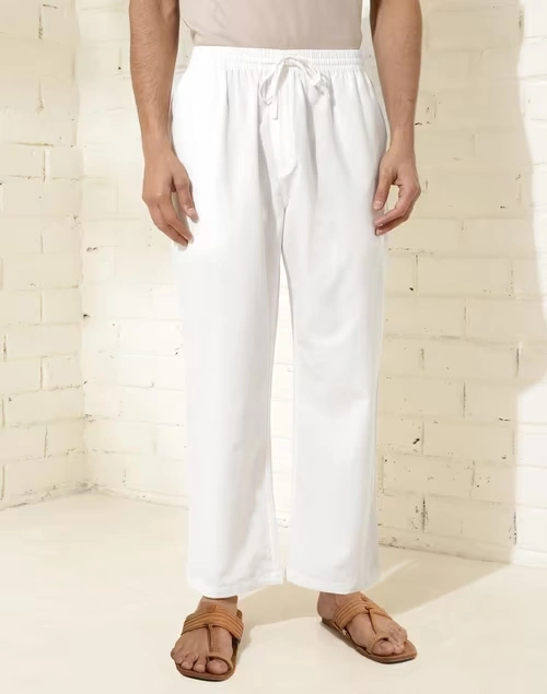 Offwhite Cotton Woven Pyjama