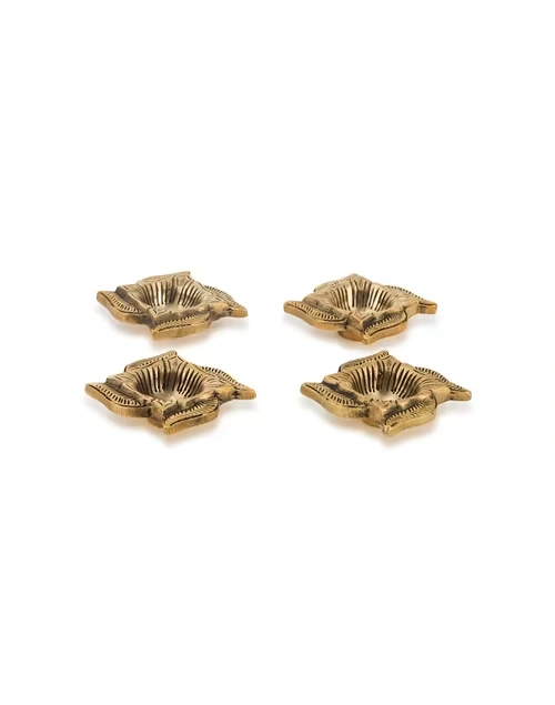 Brass Antiqued Mehnoor Diya Set Of 4 3 Brass Antiqued Mehnoor Diya Set Of 4