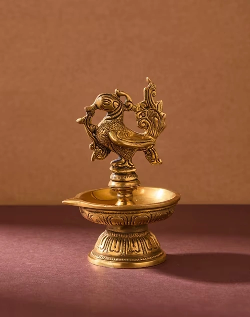 Brass Antiqued Mehnoor Oil Lamp
