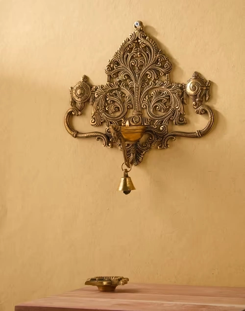 Brass Antiqued Mehnoor Oil Lamp