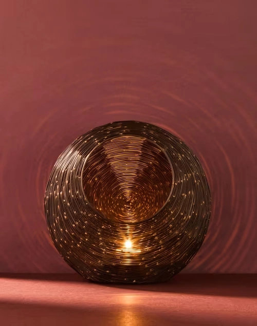 Black Metal Antiqued Svarna Candle Holder - Large