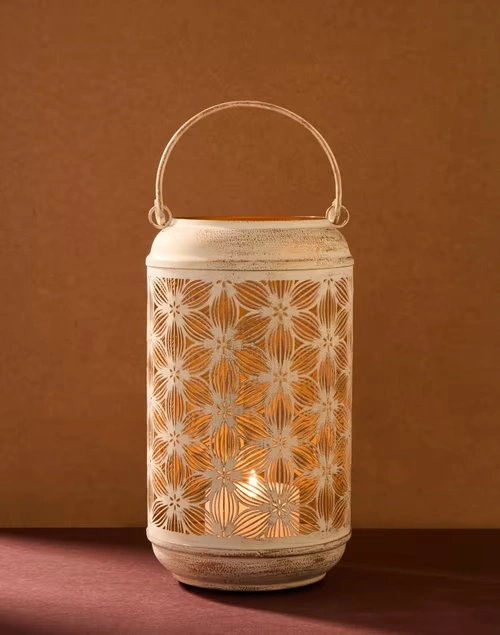 Multi Metal Cutwork Nira Hanging Lantern - Large