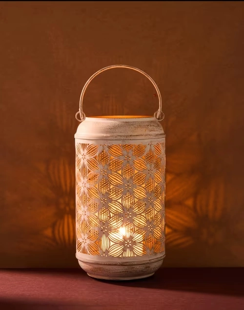 Multi Metal Cutwork Nira Hanging Lantern - Large
