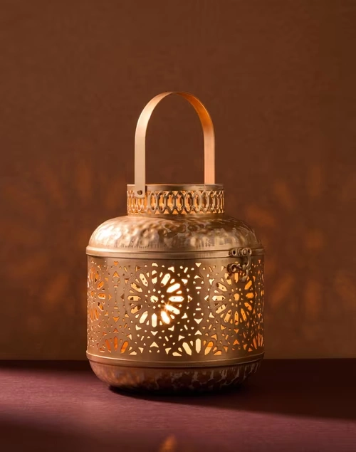 Multi Metal Cutwork Nira Hanging Lantern - Small