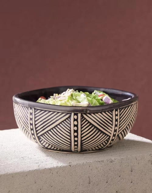 Ikat Ceramic Serving Bowl Large