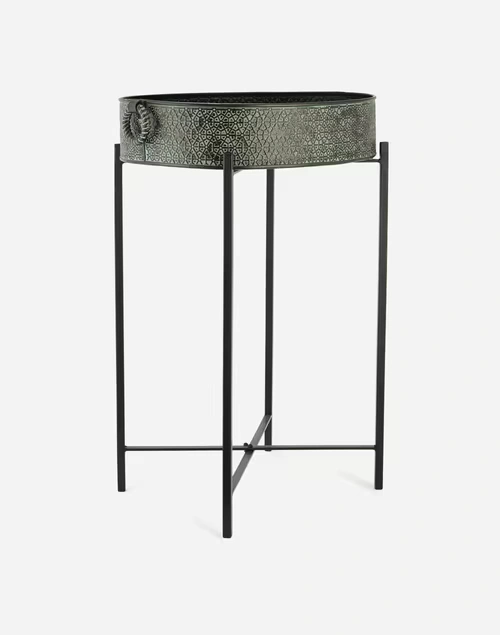 Black Metal Antiqued Utkarsh Floor Planter 3 Black Metal Antiqued Utkarsh Floor Planter