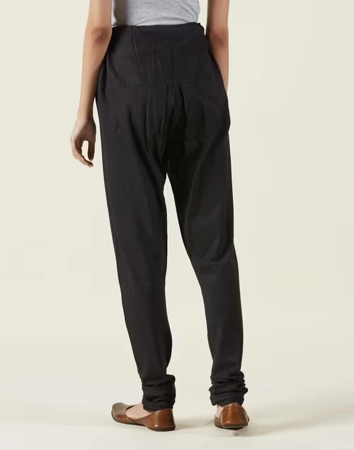 Black Cotton Woven Churidar