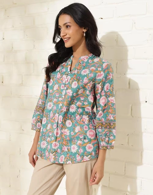 Blue Cotton Printed Tunic 3 Blue Cotton Printed Tunic