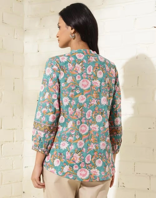 Blue Cotton Printed Tunic 4 Blue Cotton Printed Tunic