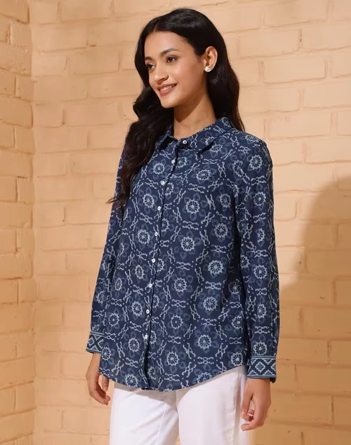 Blue Cotton Printed Shirt 3 Blue Cotton Printed Shirt